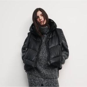 FAUX LEATHER PUFFER VEST- new